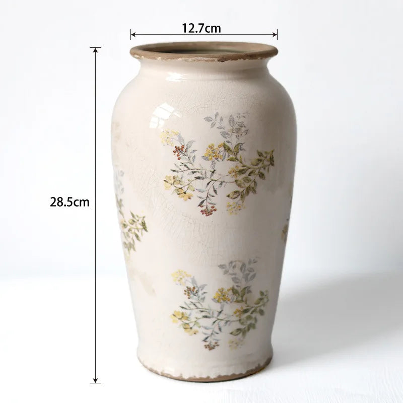 Vaso de Cerâmica Rústico Vintage — Hidropônico para Flores e Decoração Pastoral Moderna
