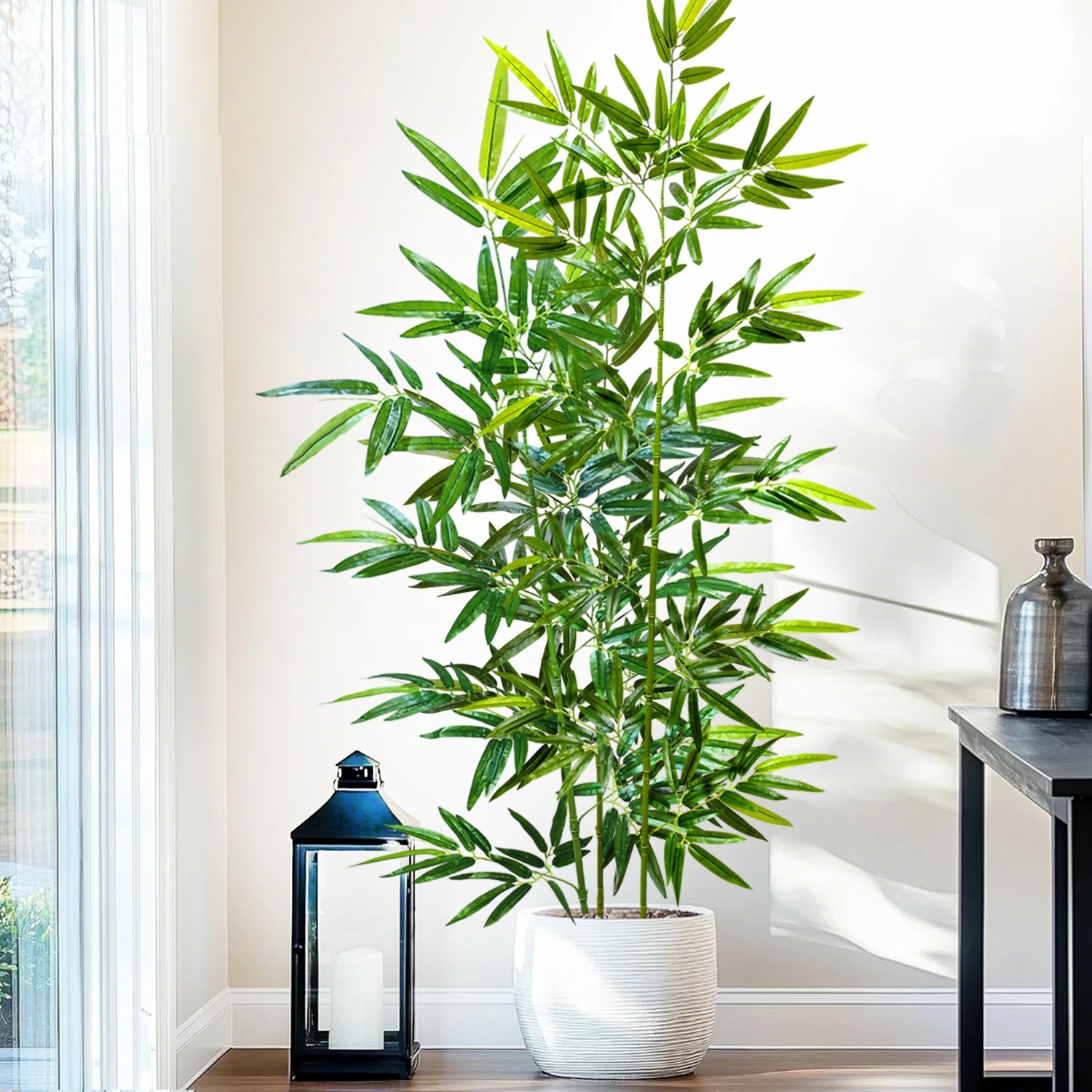 Bambu e Monstera Artificial 100 a 180cm — Exuberância Tropical Permanente para Jardim e Casa