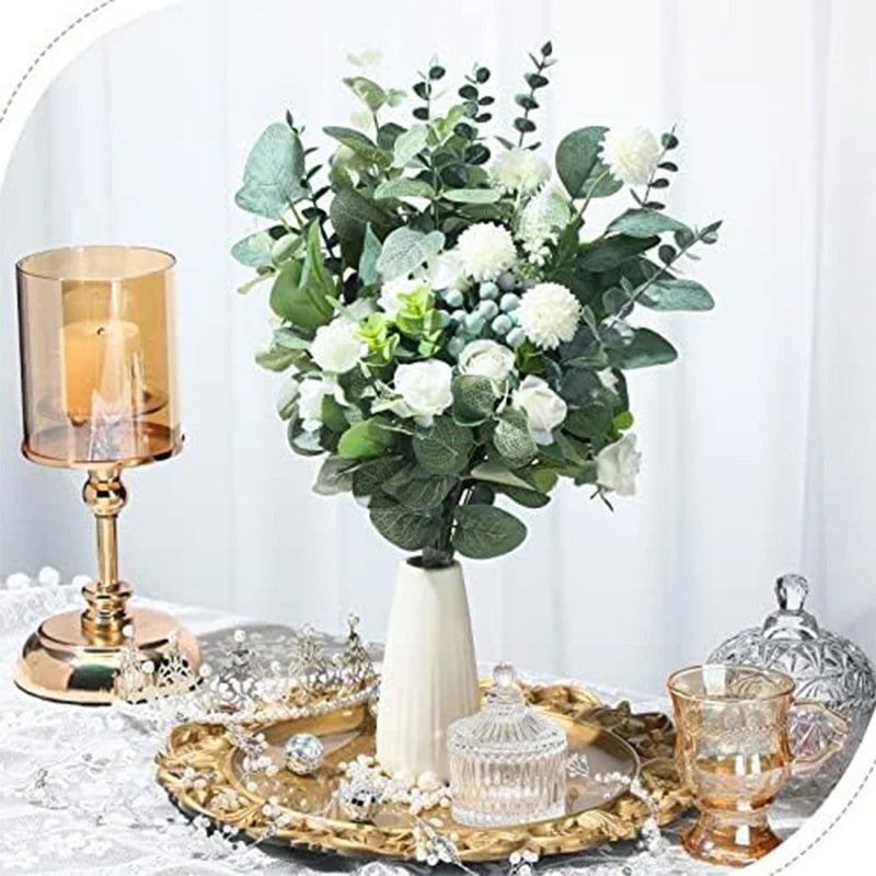 Ramos Artificiais de Eucalipto com Folhas Prateadas — Buquê para Casamento e Decoração
