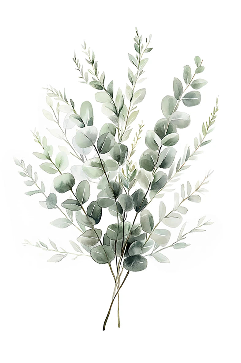 Quadro Decorativo Folhas Verde Sage Boho — Arte Botânica Moderna para Sala