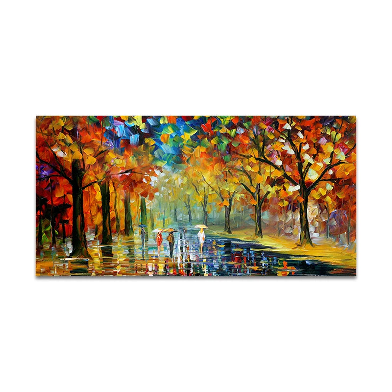 Quadro Decorativo Jardim Chuvoso Colorido — Arte de Paisagem Abstrata para Sala e Quarto