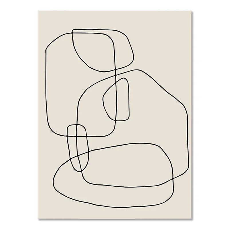 Quadro Decorativo Geométrico Boho Preto e Bege — Arte Abstrata para Sala