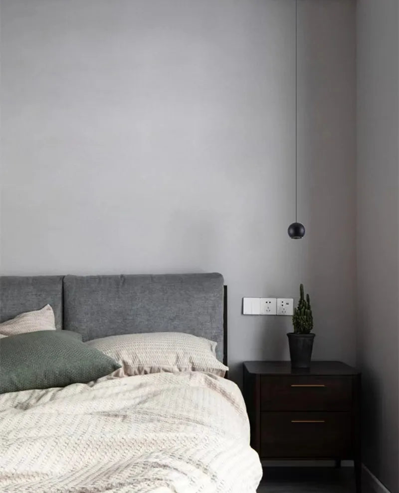 Pendente Esfera Minimalista Nórdico — Luminária Preta e Branca para Bar e Café
