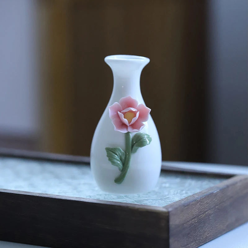 Vaso Cerâmica Mini Chinês Retrô — Porta-Palito e Porta-Hastes Decorativo