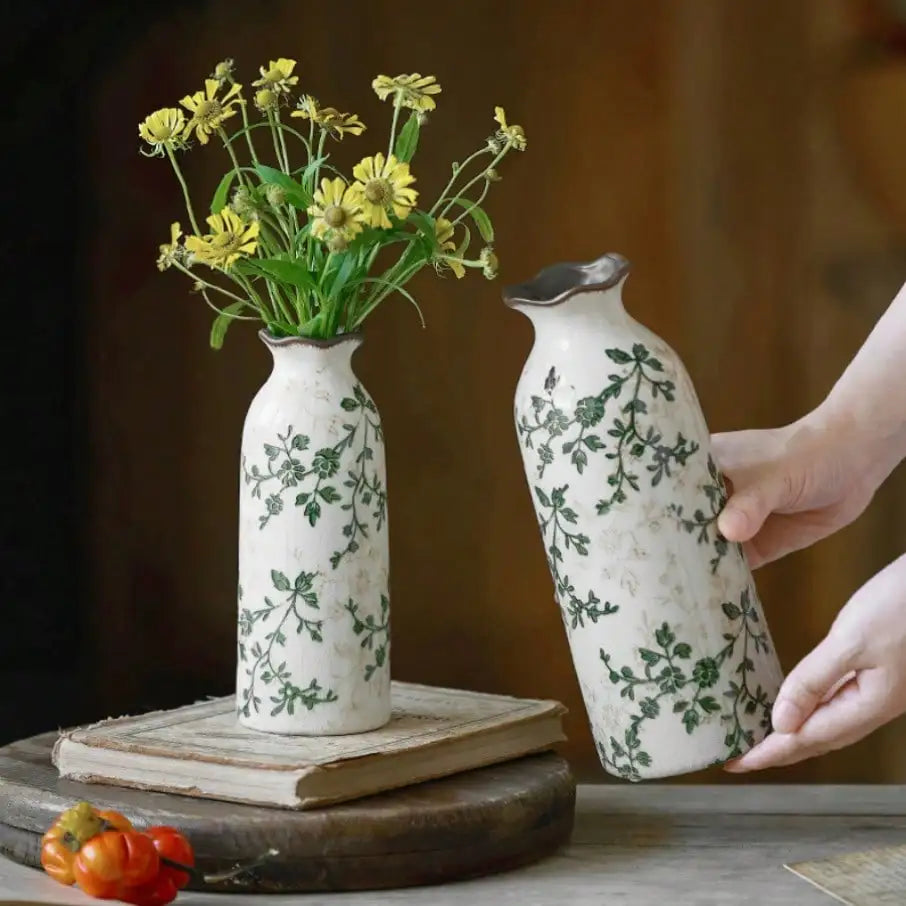Vaso de Cerâmica Craquelado — Vaso Decorativo para Flores e Presentes