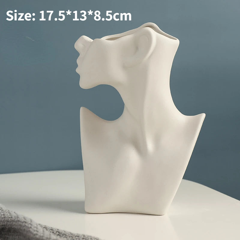 Vaso Cerâmica Corpo Feminino Arte Moderna Nórdico — Decorativo para Flores e Sala