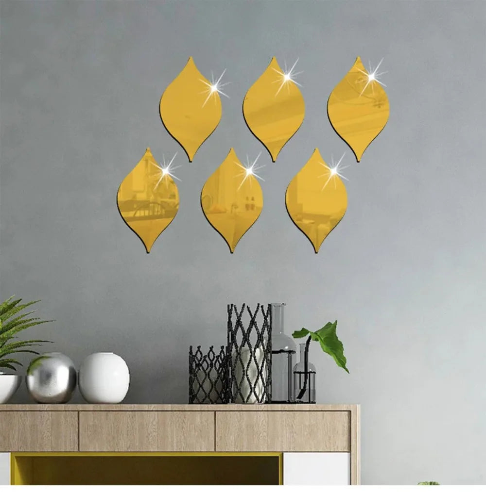 Adesivo Espelho Gota d'Água Acrílico 3D Kit 10 a 30 Peças — Decoração DIY para Sala