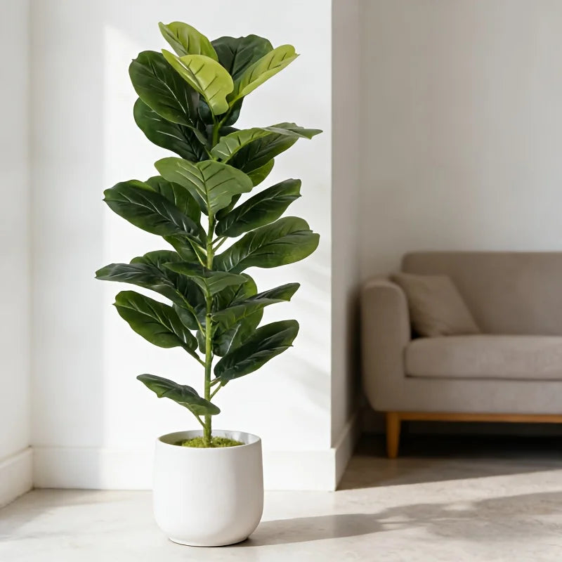 Ficus Lyrata Artificial 85–100cm — Planta Grande Realista para Escritório, Casa e Hotel