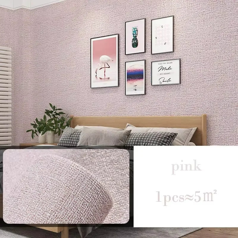 Papel de Parede Linho Liso Impermeável Autocolante — Textura Natural para Quarto e Sala