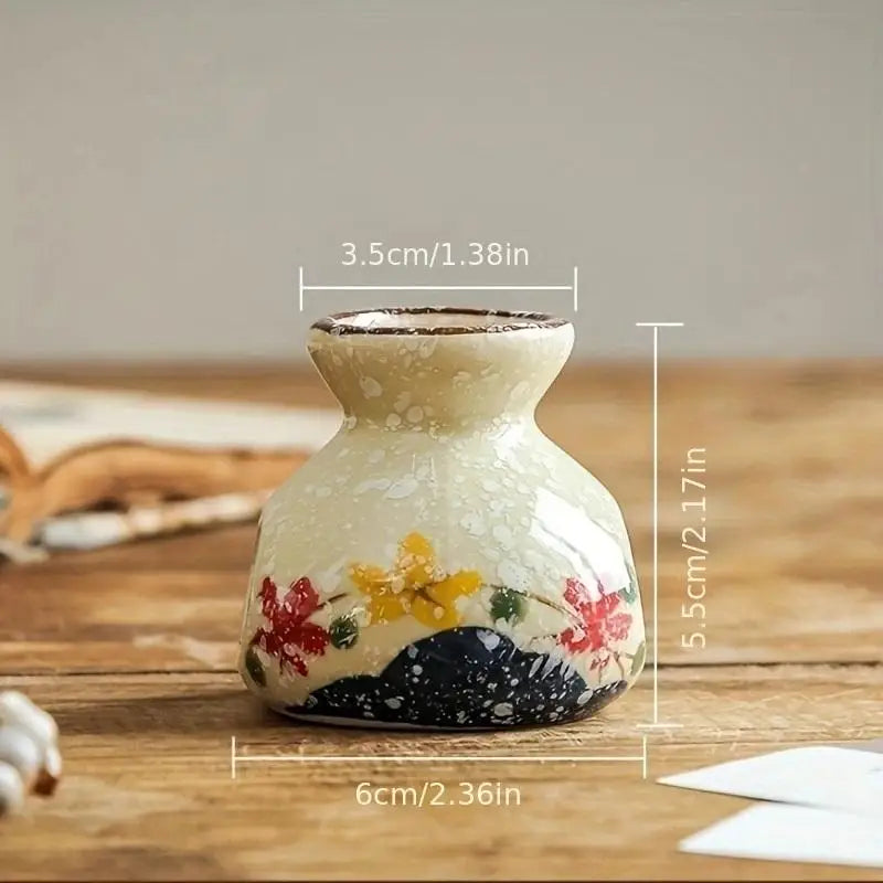 Vaso Cerâmica Mini Chinês Retrô — Porta-Palito e Porta-Hastes Decorativo