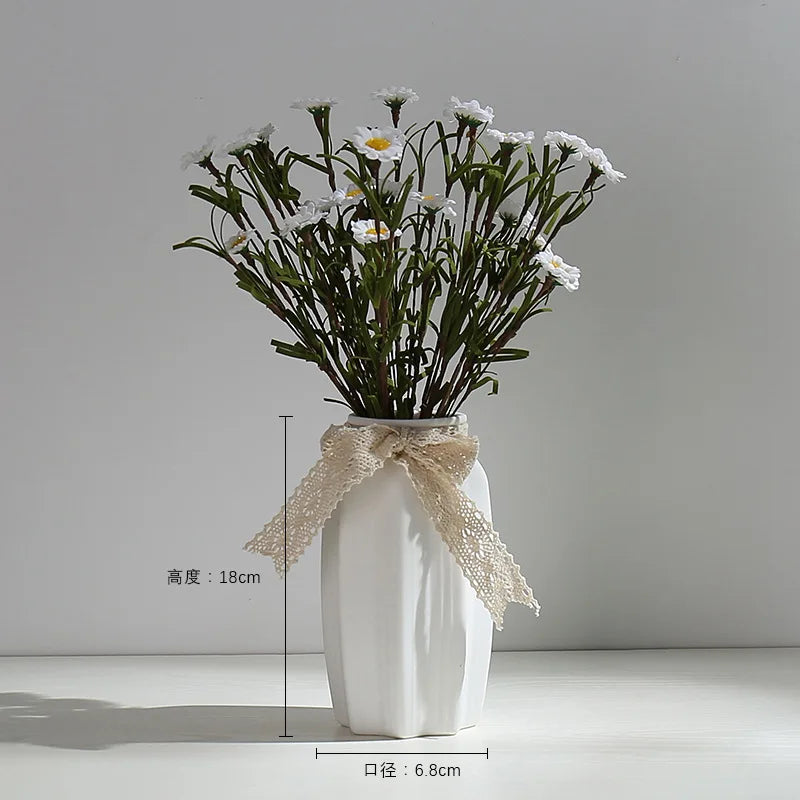 Vaso de Cerâmica Branco Moderno — Para Flores Secas e Hidroponia Sala e Quarto