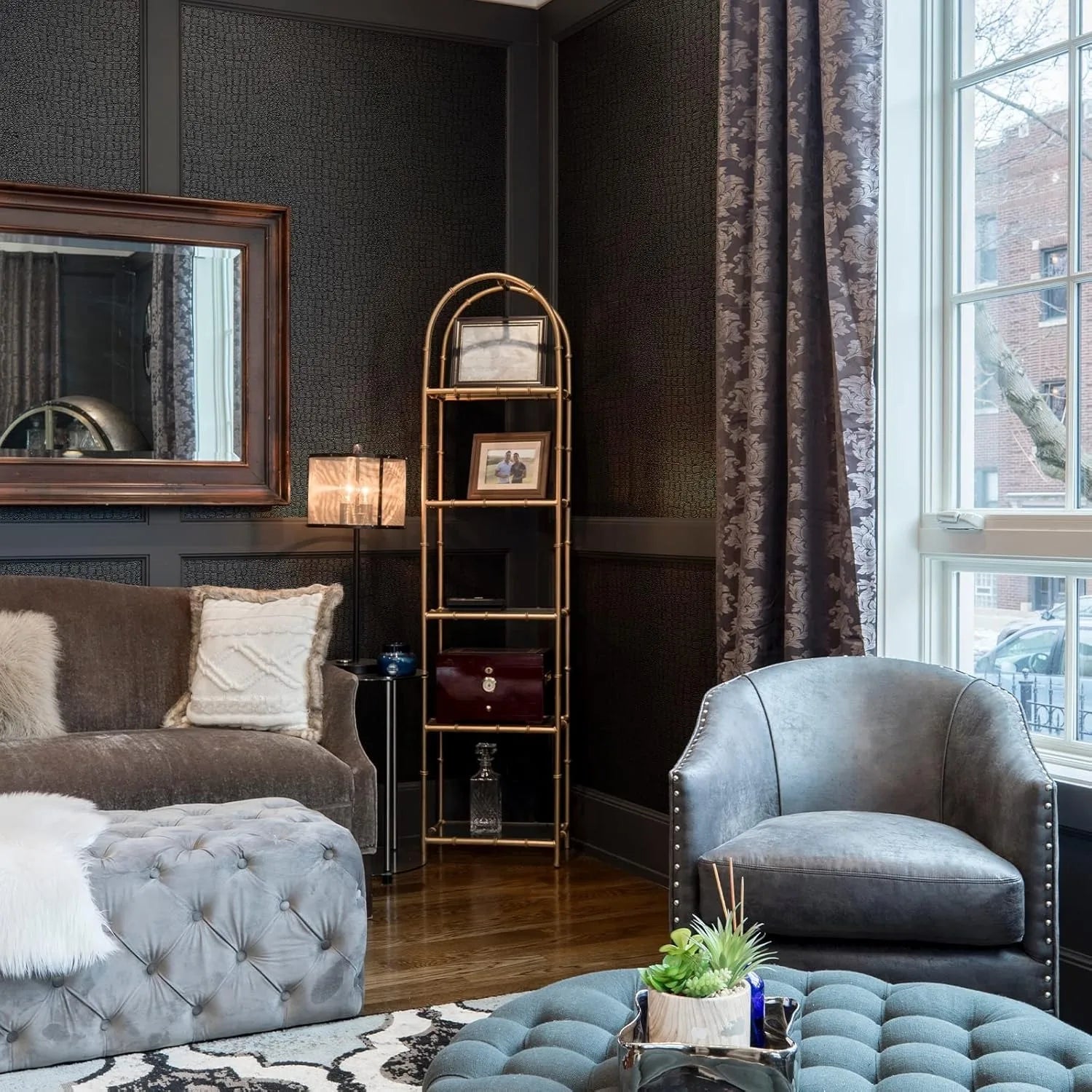 Papel de Parede Crocodilo Preto Autocolante — Textura Luxo para Quarto e Armários