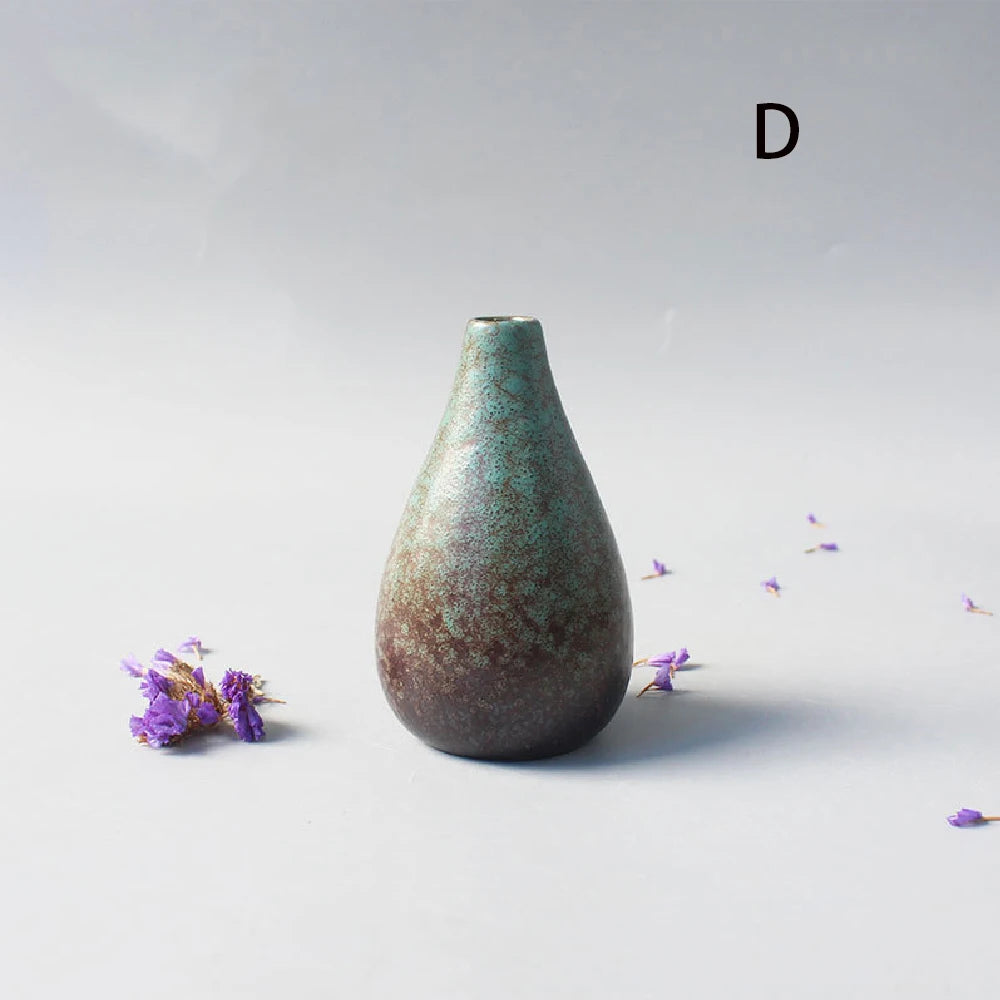 Vaso Cerâmica Pequeno Preto Rústico Japonês — Decoração Minimalista de Mesa