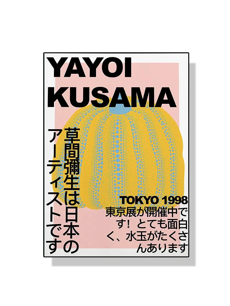 Quadro Decorativo Aboboras e Flores Yayoi Kusama — Arte Abstrata para Sala