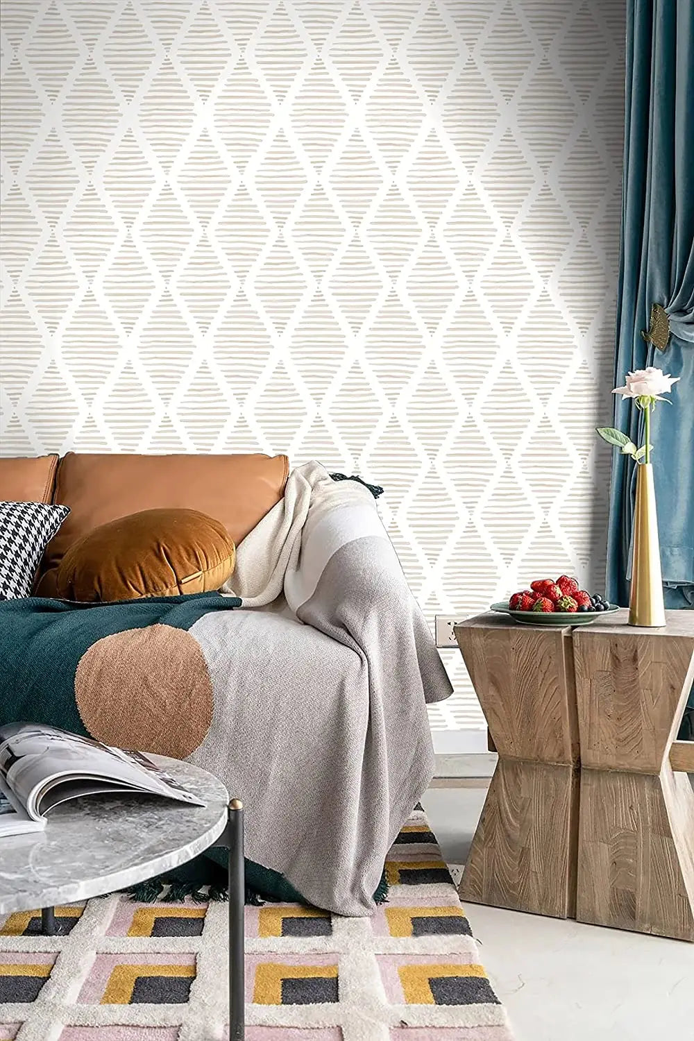 Papel de Parede Listrado Bege e Branco Autocolante — Clássico Moderno para Quarto e Gavetas