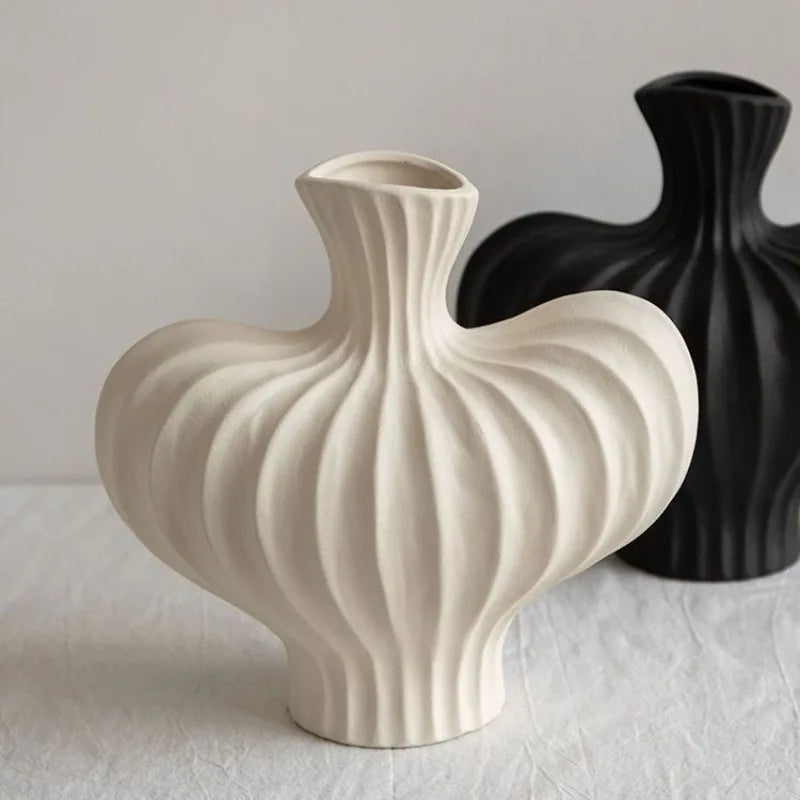 Vaso Plástico Estilo Cerâmica Hidropônico — Minimalista Moderno para Mesa e Sala