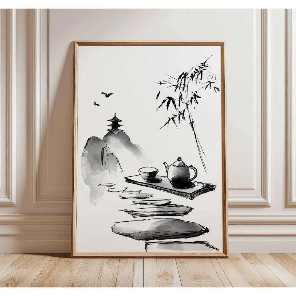 Quadro Decorativo Árvore Japonesa sem Moldura — Arte para Sala e Quarto