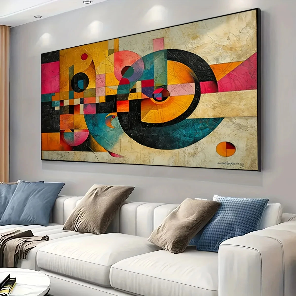 Quadro Canvas Grande Arte Abstrata Geométrica Redemoinho Colorido — Para Sala e Quarto