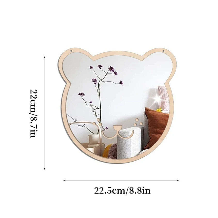Adesivo Espelho de Parede Formato Animal Fofo — Decoração Divertida para Quarto Infantil