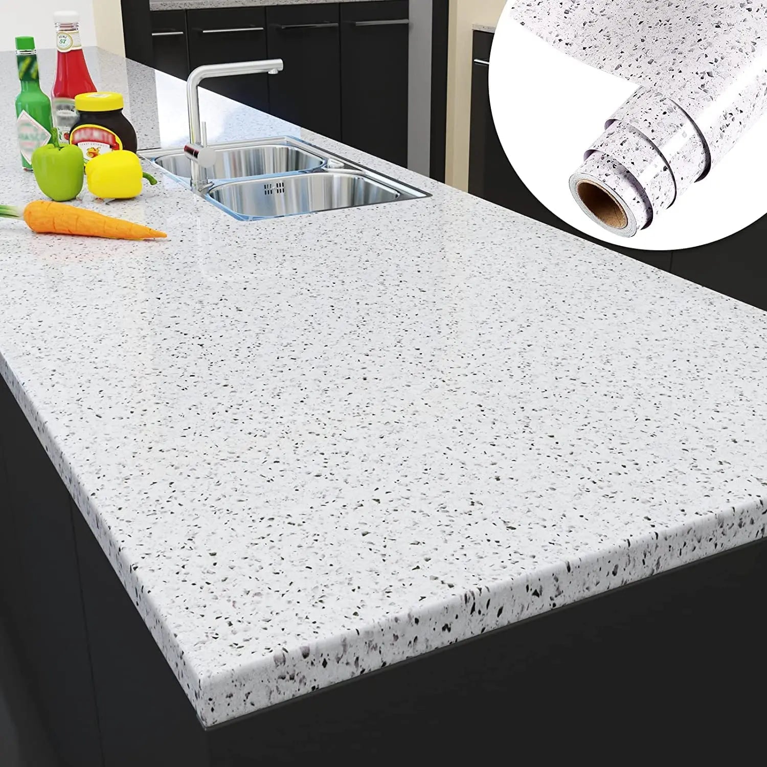 Papel de Parede Mármore Branco Autocolante — Efeito Sofisticado para Bancada e Cozinha