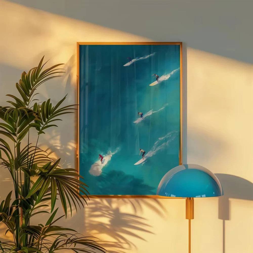 Quadro Decorativo Surrealismo Mar Verde Claro — Arte Abstrata Minimalista para Sala e Quarto