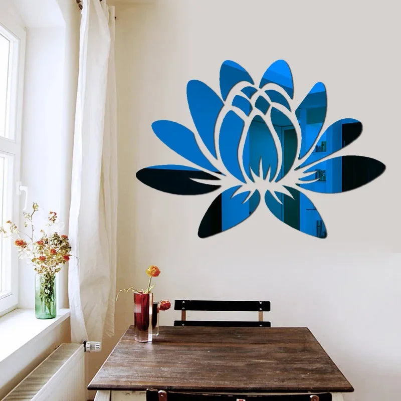 Adesivo Espelho Flor de Lótus 3D Acrílico Removível — Decoração para Sala e Quarto