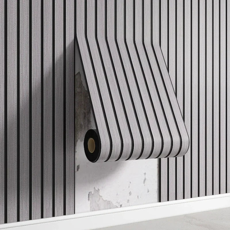 Papel de Parede 3D Grade Geométrica Autocolante — Textura Arquitetônica Impermeável para Sala