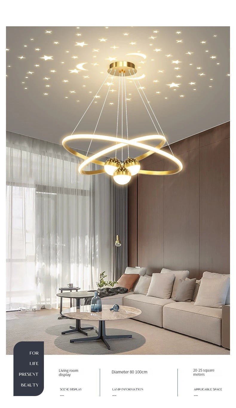 Pendente LED Circular Nórdico — Lustre Preto e Dourado para Sala, Cozinha e Quarto