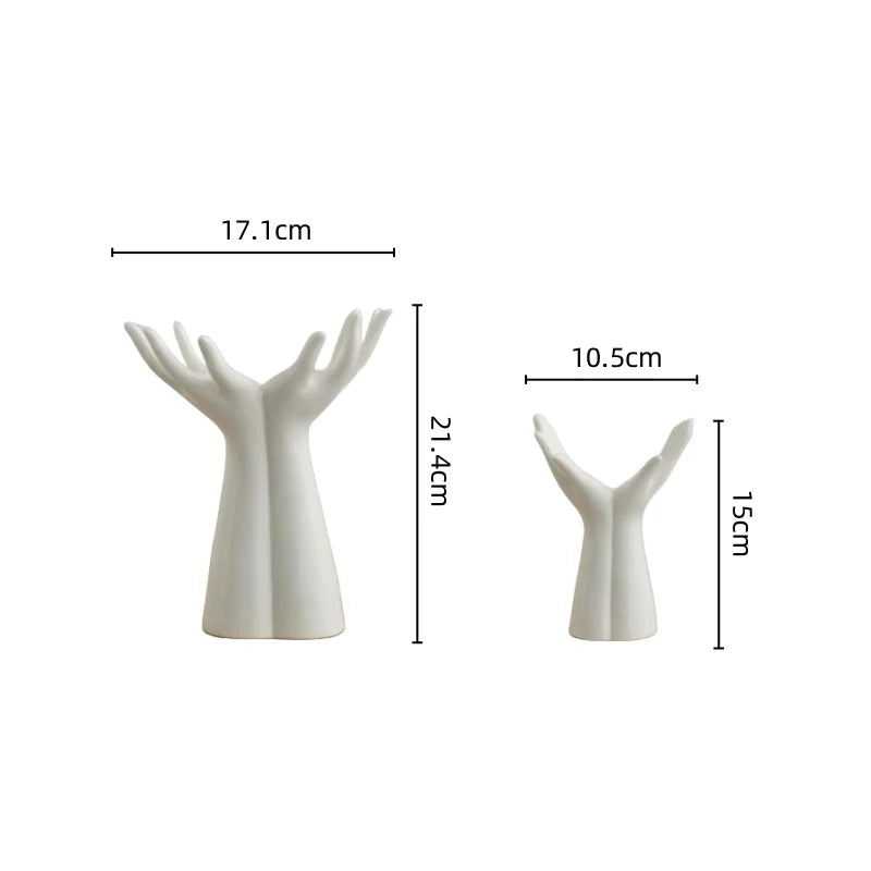Vaso Cerâmica Mão e Braço para Flores — Artesanato Decorativo para Mesa e Casa