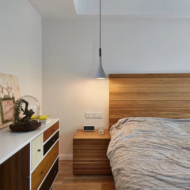 Pendente LED E27 Preto e Branco — Luminária de Mesa para Quarto e Sala de Jantar
