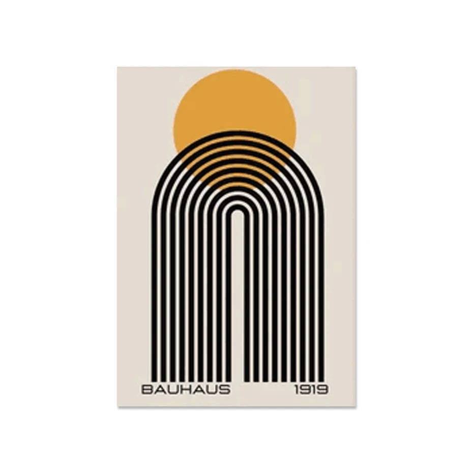 Quadro Decorativo Geométrico Abstrato Bauhaus — Arte Mid Century para Sala