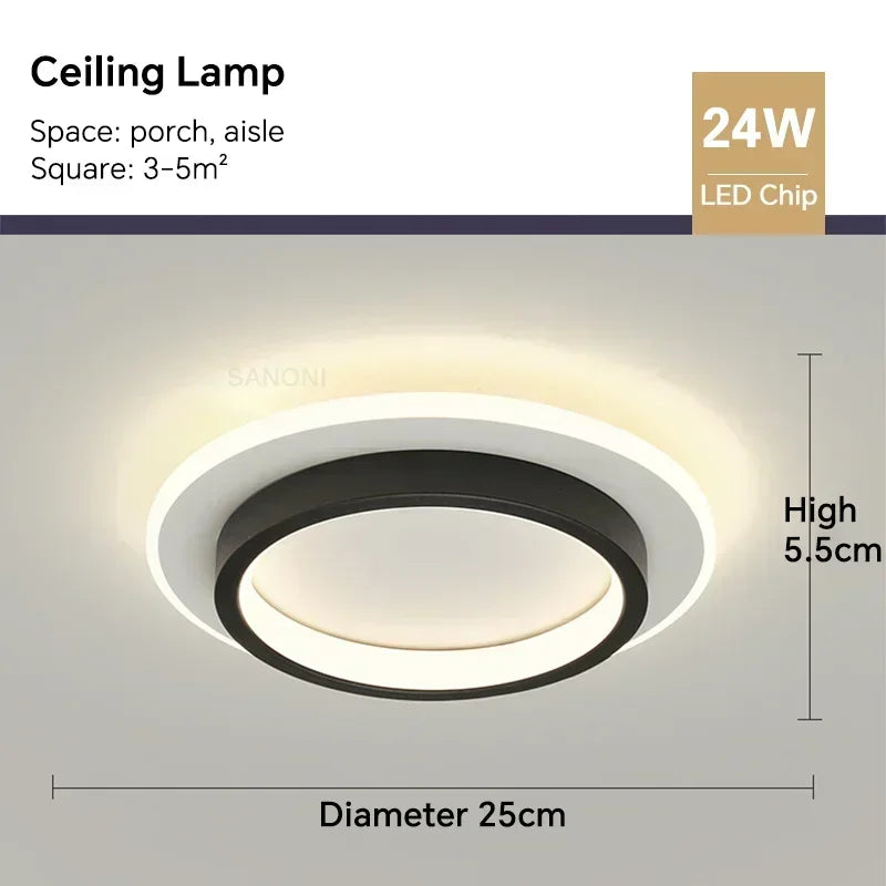 Luminária de Teto LED Redonda Flush Mount — Para Corredor, Escada, Banheiro e Quarto