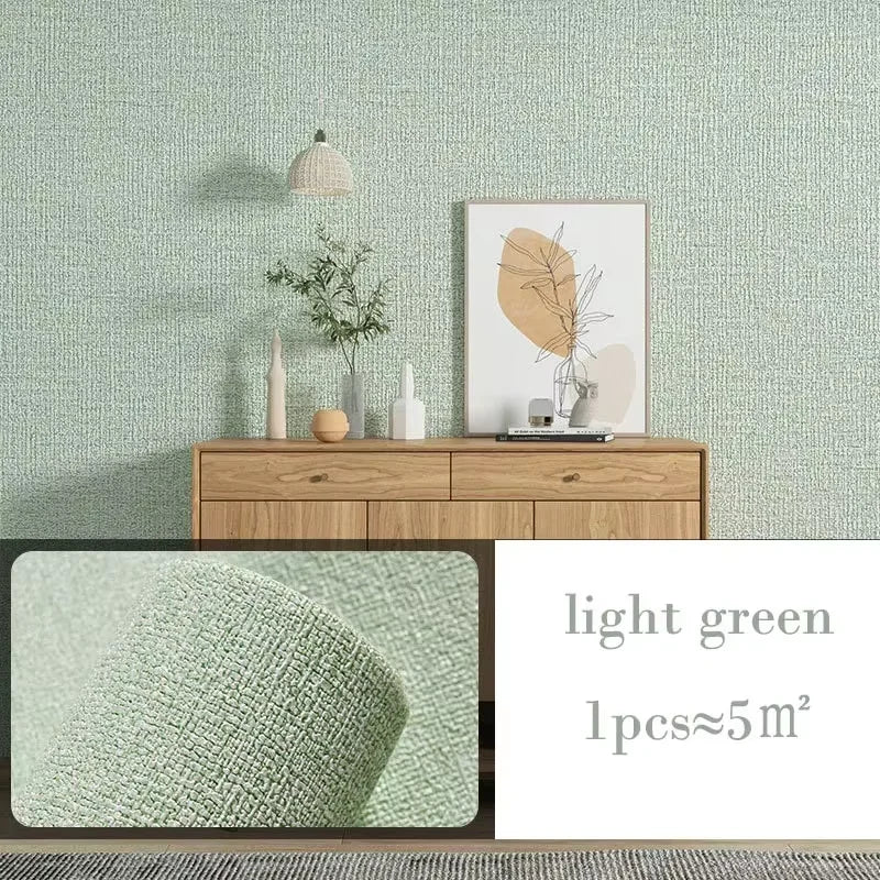 Papel de Parede Linho Liso Impermeável Autocolante — Textura Natural para Quarto e Sala