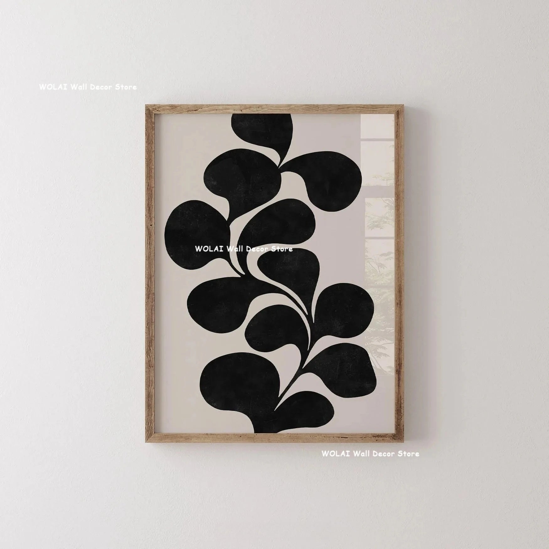 Quadro Decorativo Plantas Bege e Preto — Arte Floral Minimalista para Sala