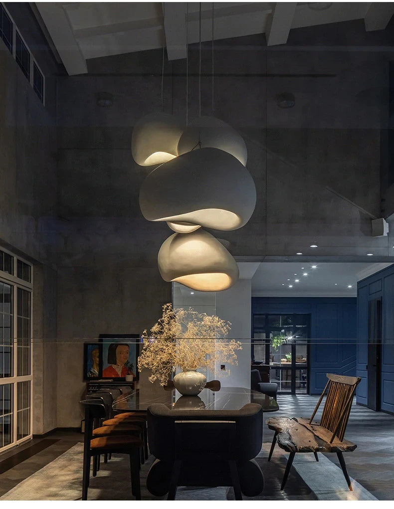 Lustre LED Estilo Wabi Sabi E27 — Pendente para Sala de Jantar, Quarto e Bar