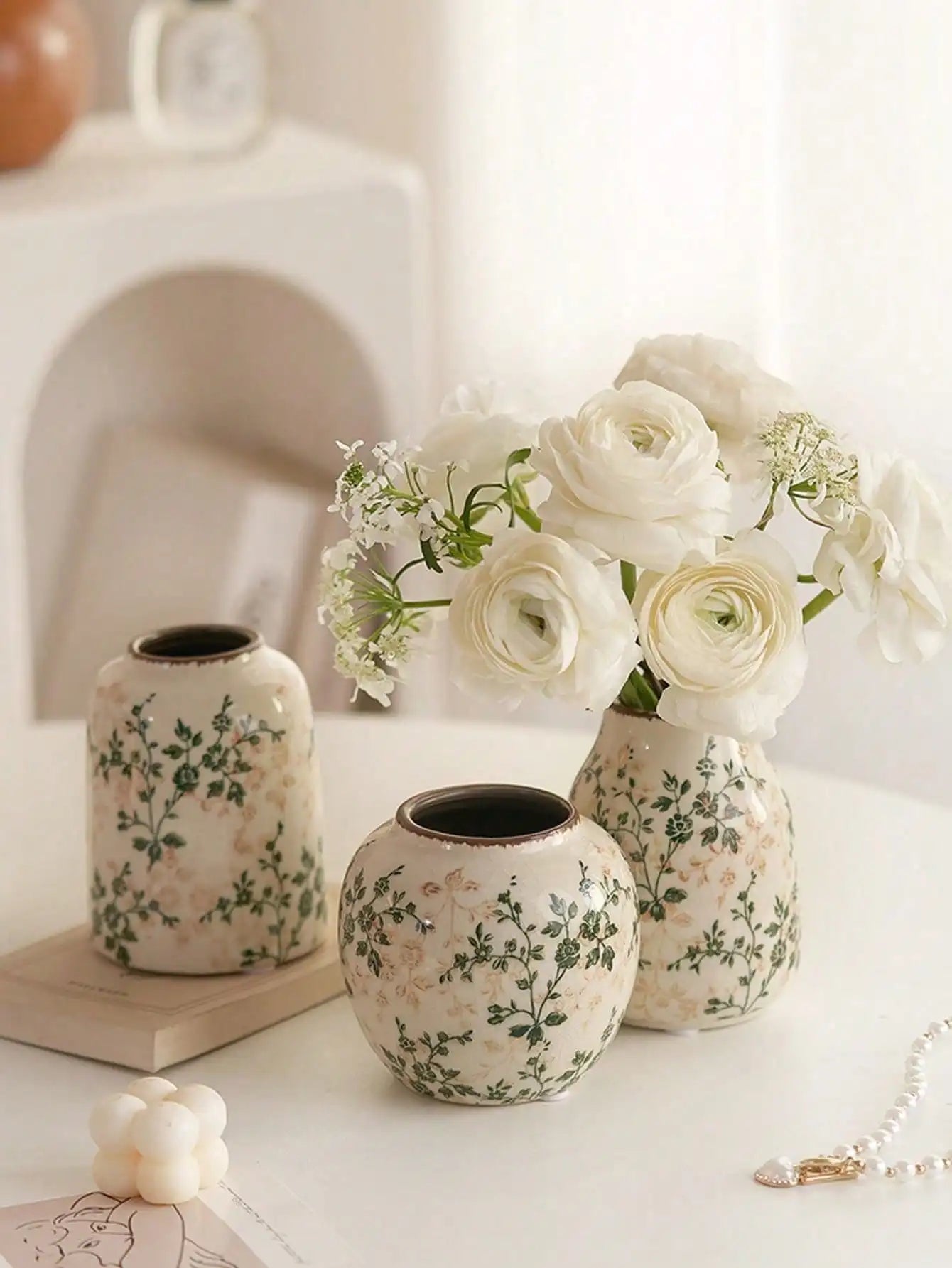Vaso Cerâmica Rachado Gelo Artesanal Boho — Para Flores Frescas e Secas Sala e Escritório