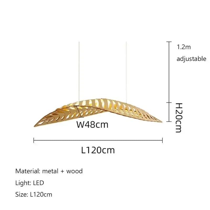 Lustre de Madeira Estilo Wabi Sabi — Pendente LED para Sala, Bar e Café