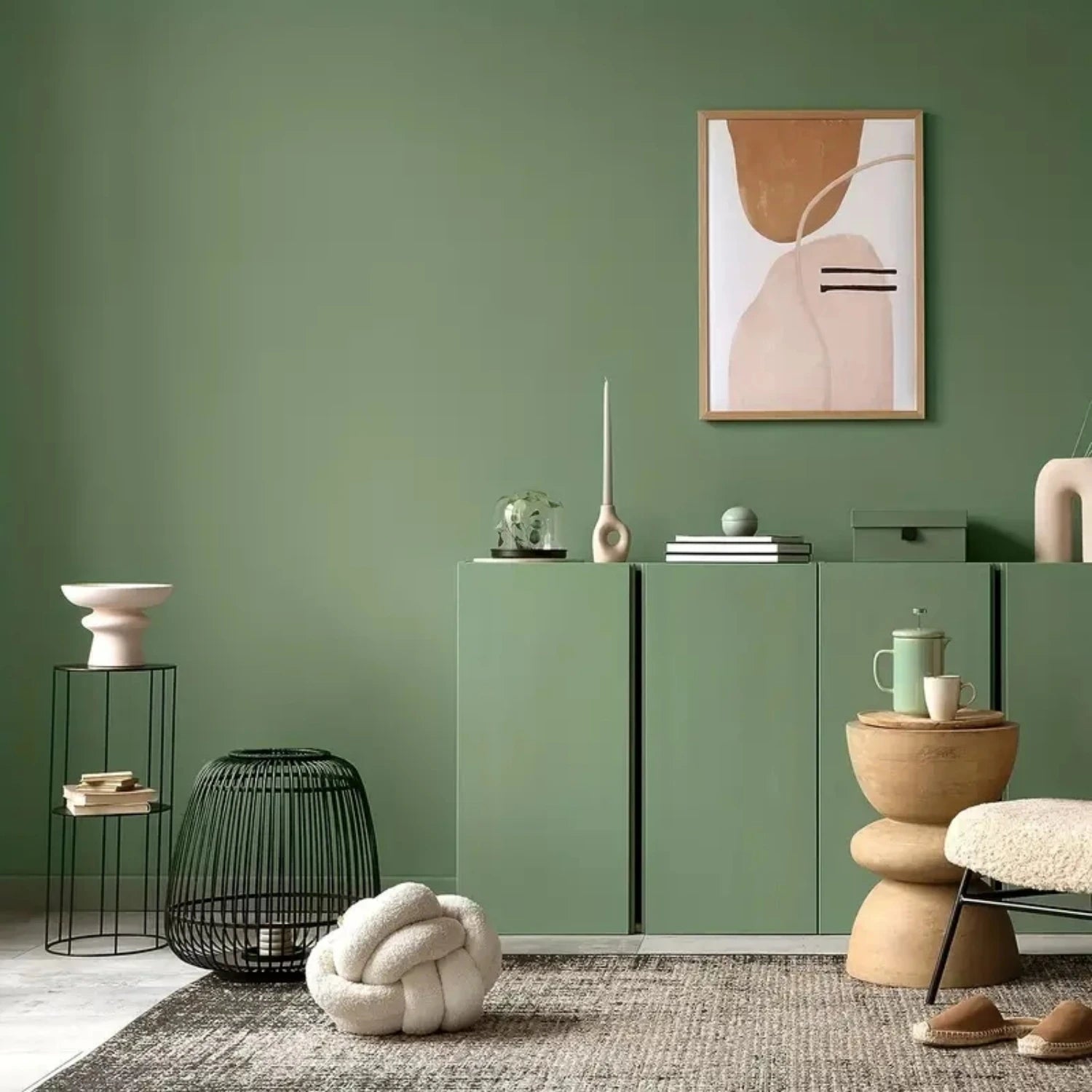 Papel de Parede PVC Autocolante Fosco Verde, Branco e Preto — Para Sala e Prateleiras
