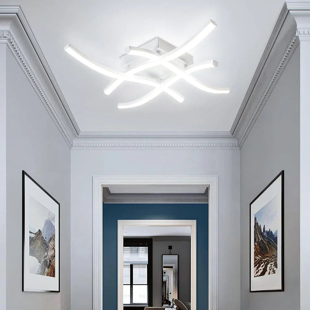 Luminária de Teto LED Ondulada Embutida — 3 Tons de Luz para Sala, Quarto e Corredor
