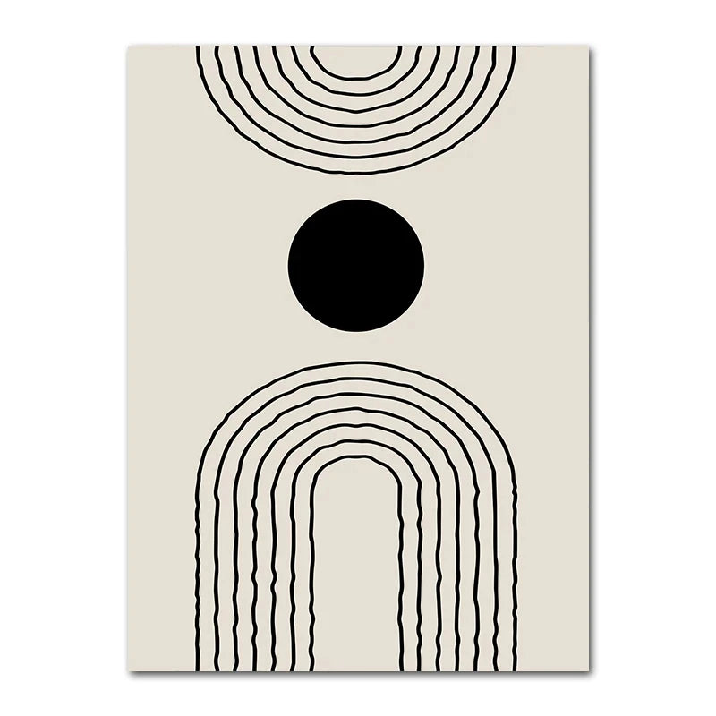 Kit Quadros Geometrico Folhas Arco-Iris Boho — Arte Abstrata Nórdica para Sala
