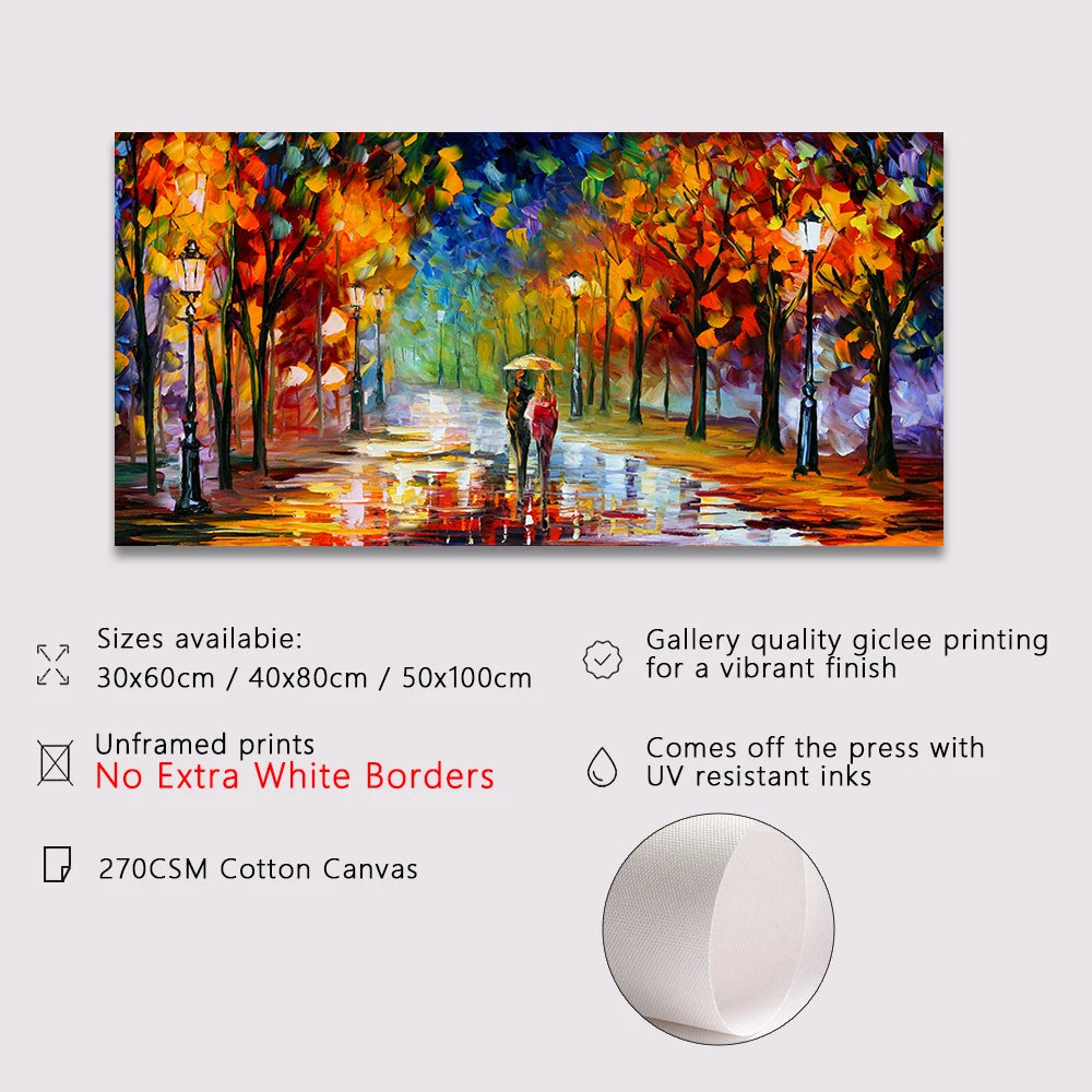Quadro Decorativo Jardim Chuvoso Colorido — Arte de Paisagem Abstrata para Sala e Quarto
