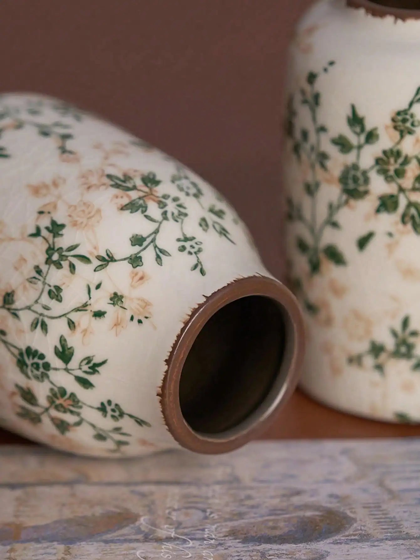 Vaso Cerâmica Rachado Gelo Artesanal Boho — Para Flores Frescas e Secas Sala e Escritório