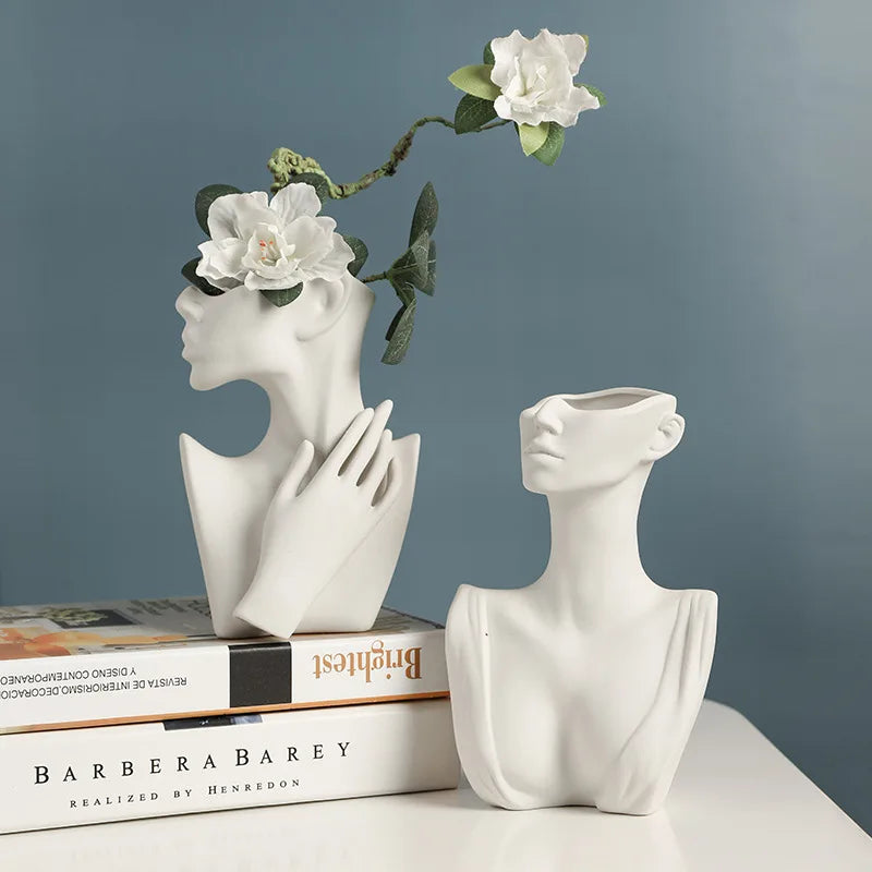 Vaso Cerâmica Corpo Feminino Arte Moderna Nórdico — Decorativo para Flores e Sala