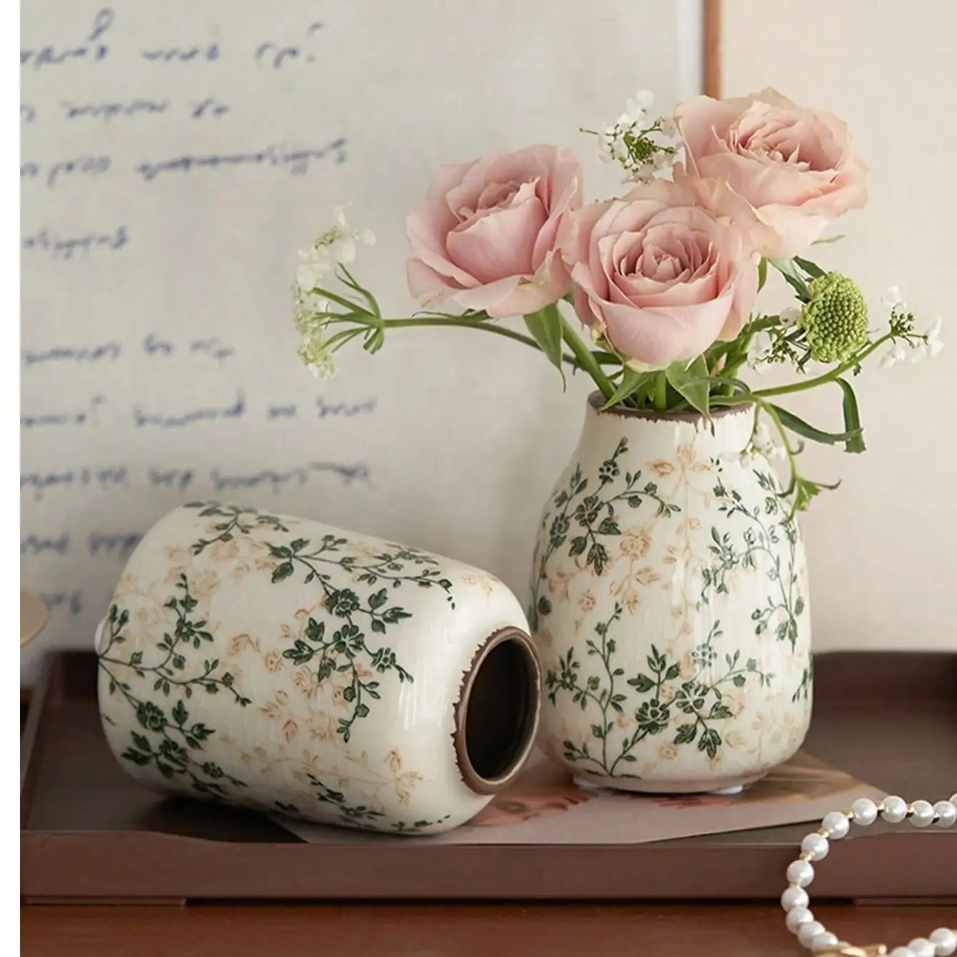 Vaso Cerâmica Rachado Gelo Artesanal Boho — Para Flores Frescas e Secas Sala e Escritório