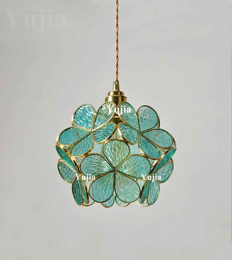 Pendente Nórdico Vidro Verde — Luminária de Latão para Cozinha e Sala de Jantar