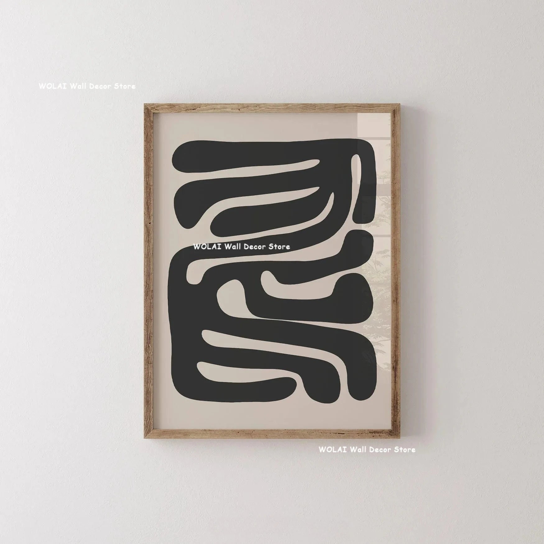Quadro Decorativo Plantas Bege e Preto — Arte Floral Minimalista para Sala