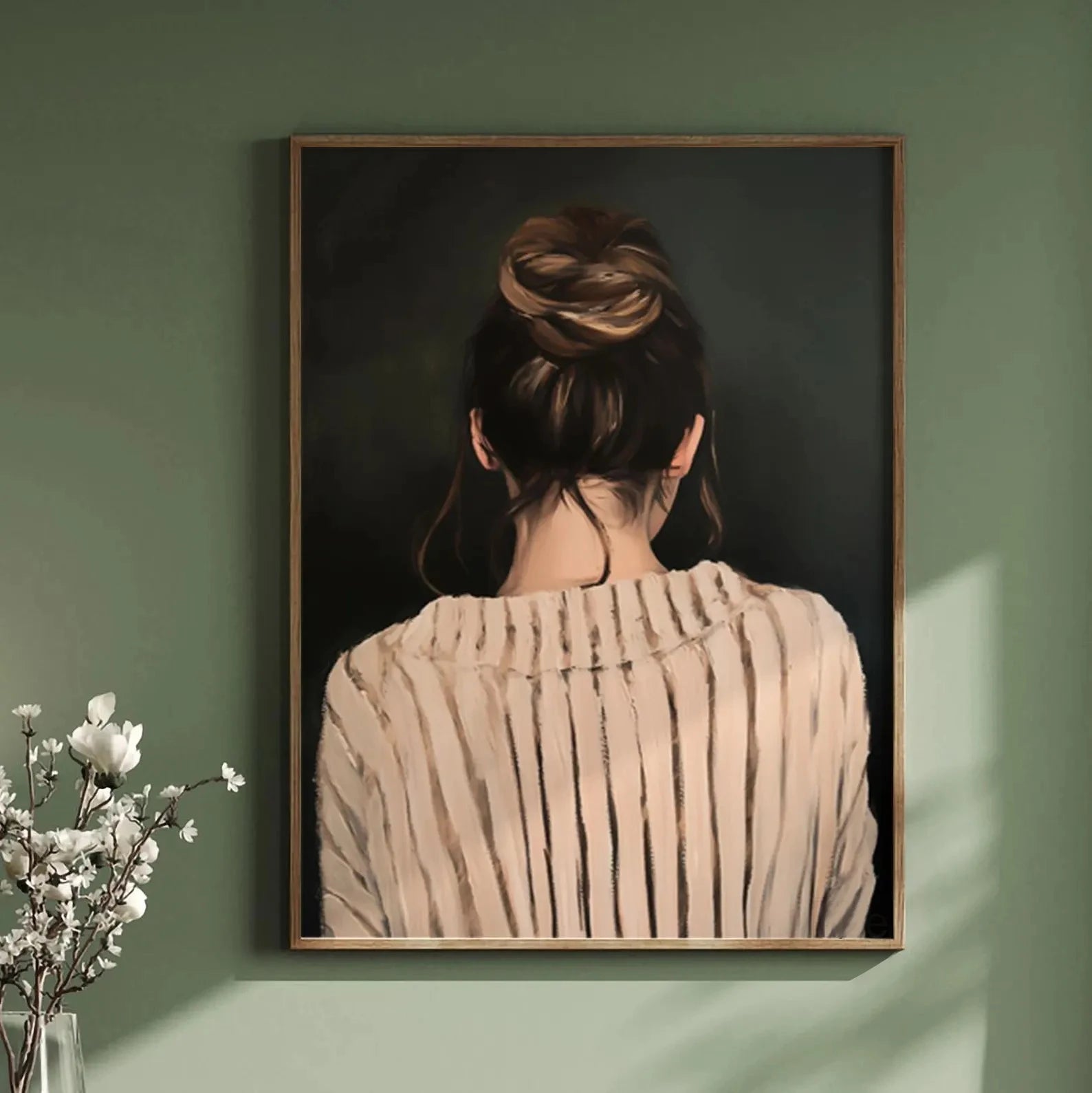 Quadro Decorativo Figuras Verdes Abstratas — Arte Minimalista para Sala
