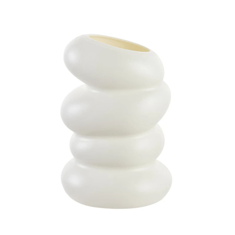 Vaso Plástico Estilo Cerâmica Nórdico — Cesto Decorativo para Mesa, Sala e Quarto