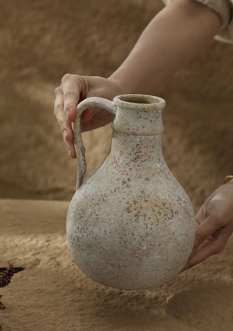 Vaso Cerâmica Retrô CAPIRON para Flores Secas Wabi Sabi — Nórdico para Estante e Sala