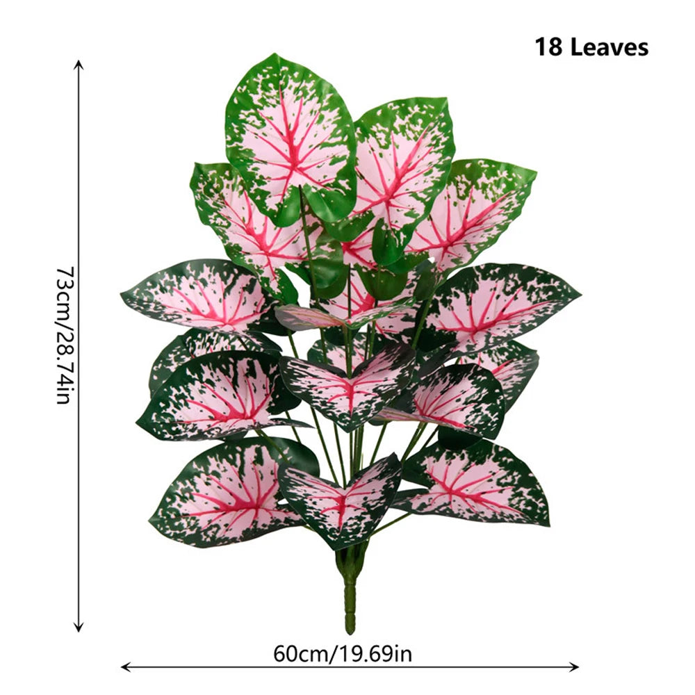 Plantas Artificiais Caladium Roxo e Rosa — Kit 2 Bonsai para Quarto e Escritório